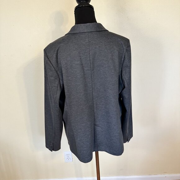 Mercer + Mettle Womens Slate Grey Blazer 2X Career Wear One Button Retro Style - Picture 2 of 8